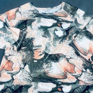 NEW Cato Athleisure Knit Top Peach Green Plus Size 26/28